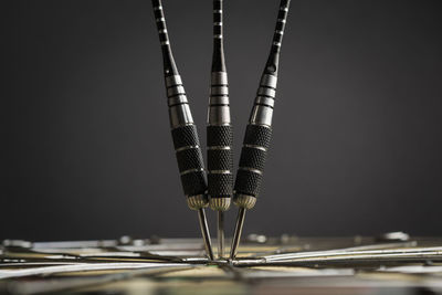 Close-up of electric lamp against black background