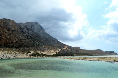 Scenic view of sea against cloudy sky