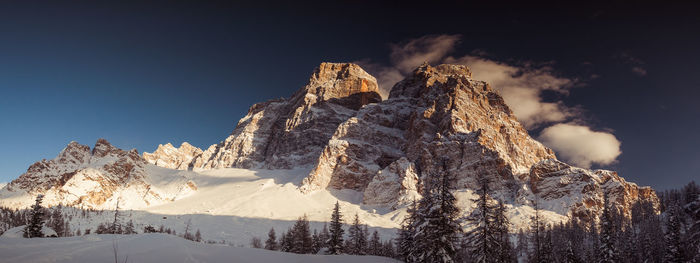 Panoramic view of snowcapped mountains against sky