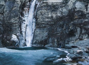 Scenic view of waterfall