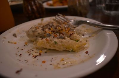 Close-up of meal served in plate