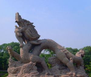 Low angle view of statue against clear sky