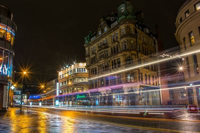 Light trails in city at night