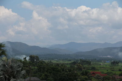 Scenic view of mountains against sky