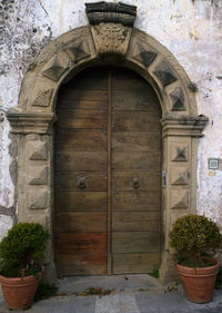 Closed door of old building