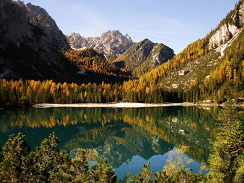 Scenic view of lake and mountains