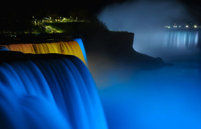 Close-up of blue water at night