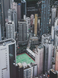 High angle view of buildings in city