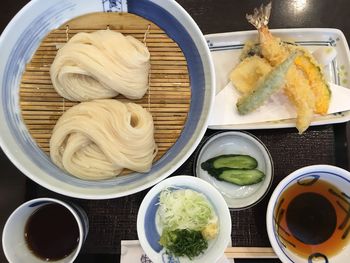 Close-up of food served on table