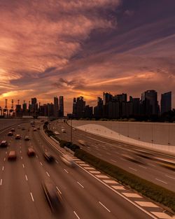 View of city at sunset