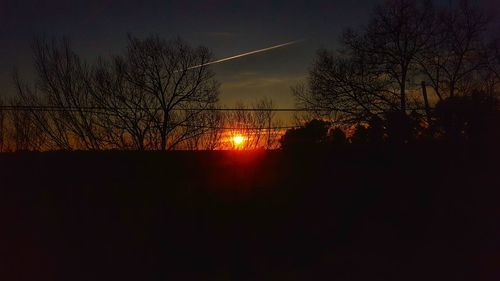 Silhouette trees against sky during sunset