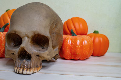 Close-up of pumpkin on table