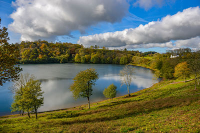 Scenic view of lake against sky