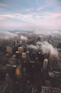 High angle view of buildings in city