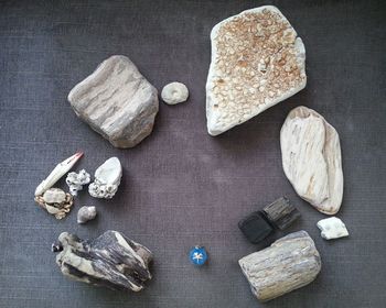 Directly above shot of various stones on table