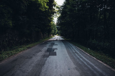 Road amidst trees in forest