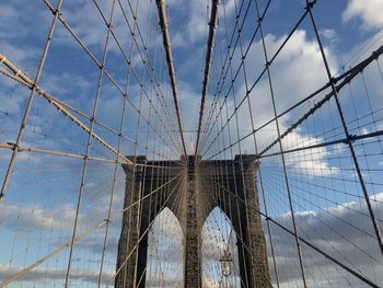 Low angle view of suspension bridge