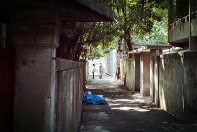 Narrow alley along houses