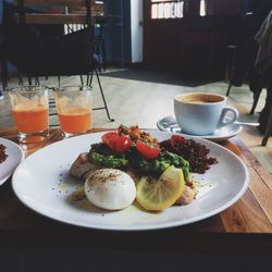 Close-up of food served in plate