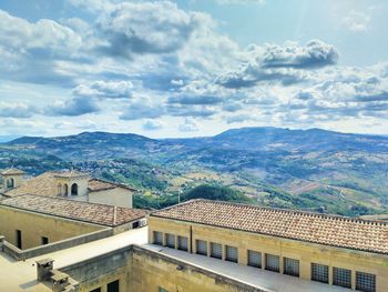 High angle view of townscape against sky