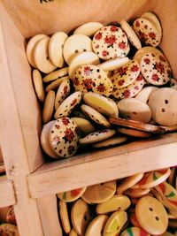 High angle view of vegetables on wood