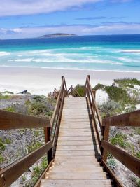 Wooden footbridge towards the beach