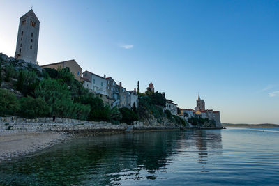 Panoramic view of buildings against clear sky