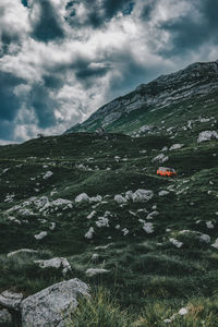 Scenic view of mountains against sky