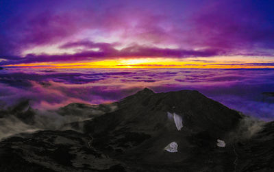 Scenic view of dramatic sky during sunset