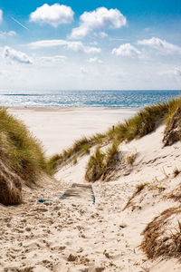 Scenic view of beach against sky