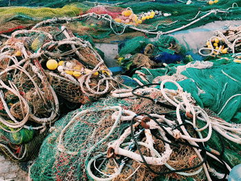 Vibrant fishing net at harbor