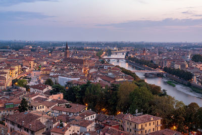 A day in verona, sunset on the city