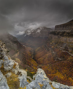 Scenic view of mountains against sky