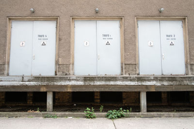 Closed door of building