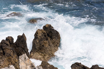 Panoramic view of rocks on beach