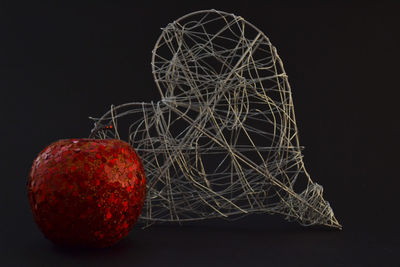 Close-up of cherries against black background