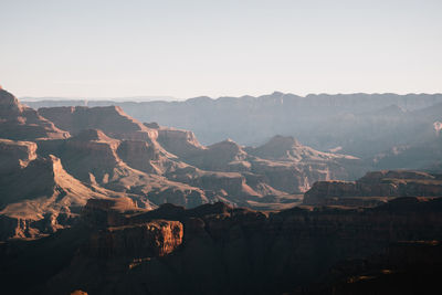 Scenic view of mountain range against clear sky