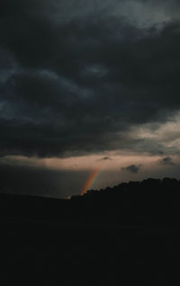 Silhouette of landscape against cloudy sky