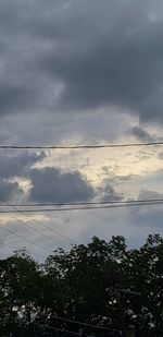 Low angle view of silhouette trees against sky