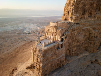 Panoramic view of rock formations against sky