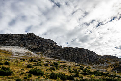 Low angle view of mountain against sky