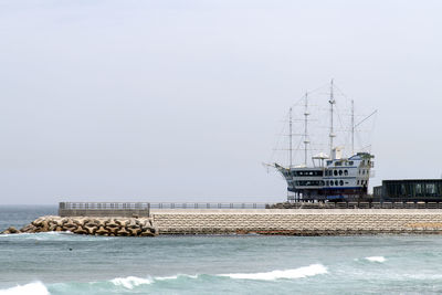 Scenic view of sea against clear sky