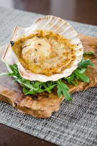 High angle view of food on table