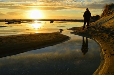 Scenic view of sea at sunset