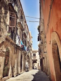 Narrow alley along buildings