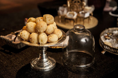 High angle view of cookies on table