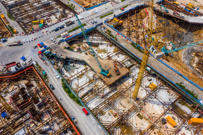 High angle view of construction site