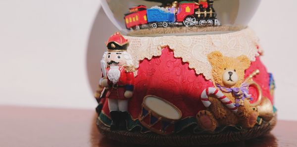 Close-up of statue on table