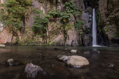 Scenic view of waterfall