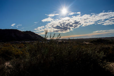 Scenic view of land against sky